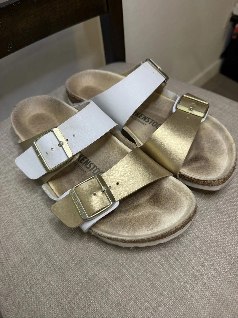Birkenstock White & Gold Sandals